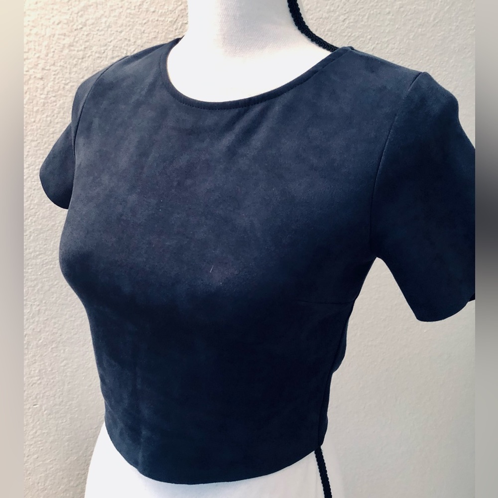 Bloomingdales Suede (Faux) Stretch Dark Navy Crop Top by Aqua